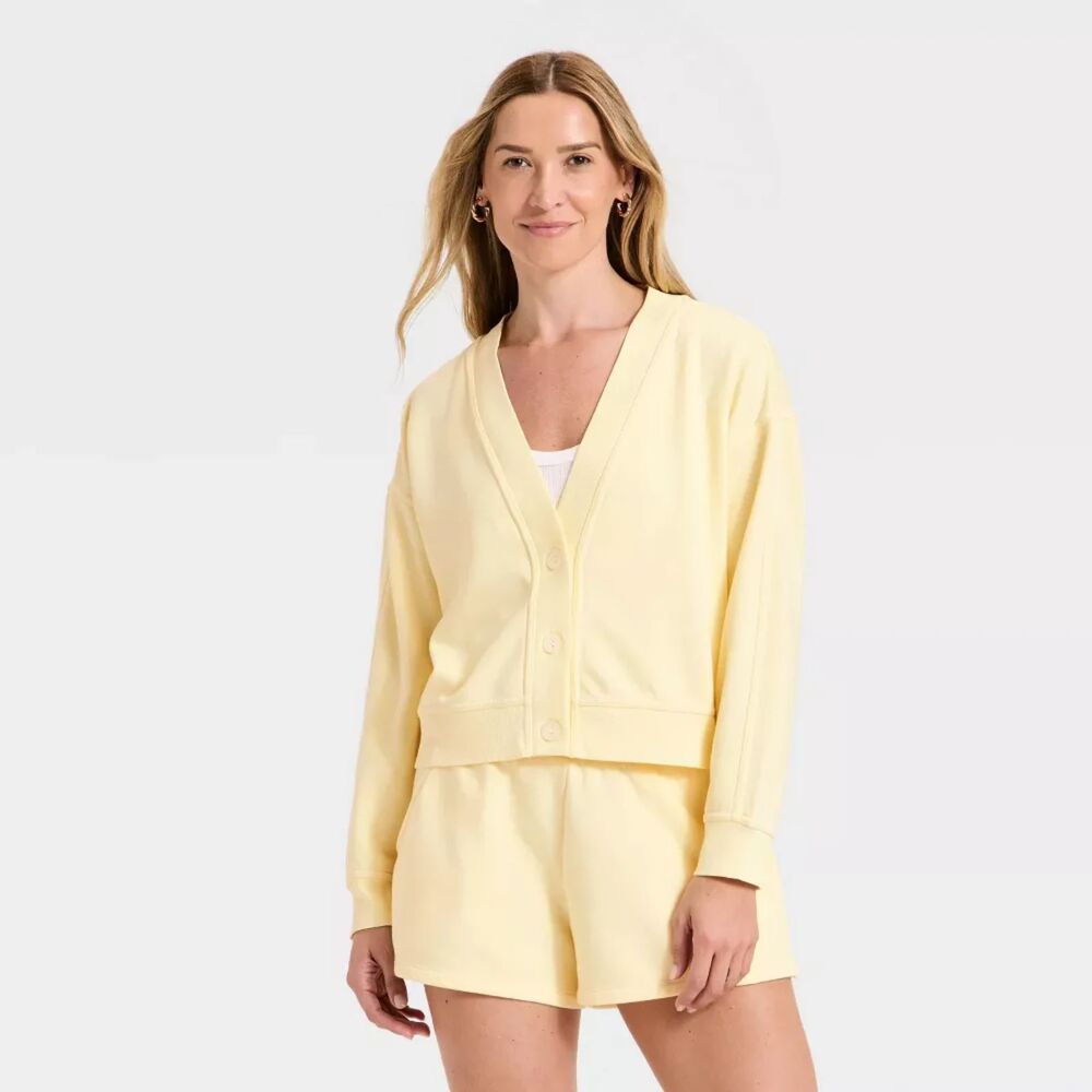 Women's Fleece Cardigan - Universal Thread Yellow XXL
